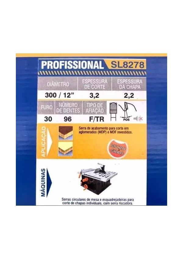 Disco de Serra Circular HW 300X3,2/2,2X30 Z96 FZ/TR - Para MDF