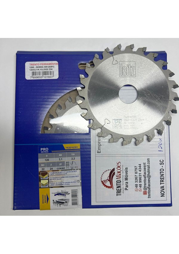 Riscador - Serra Circular 120X3,1/4,1/2,2X22 Z24 CON/WZ - Para MDF