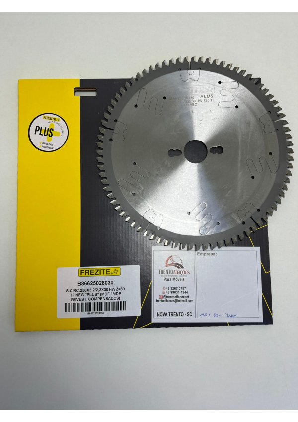 Disco de Serra Circular para MDF Trapézio 250X3,2/2,2X30 com 80